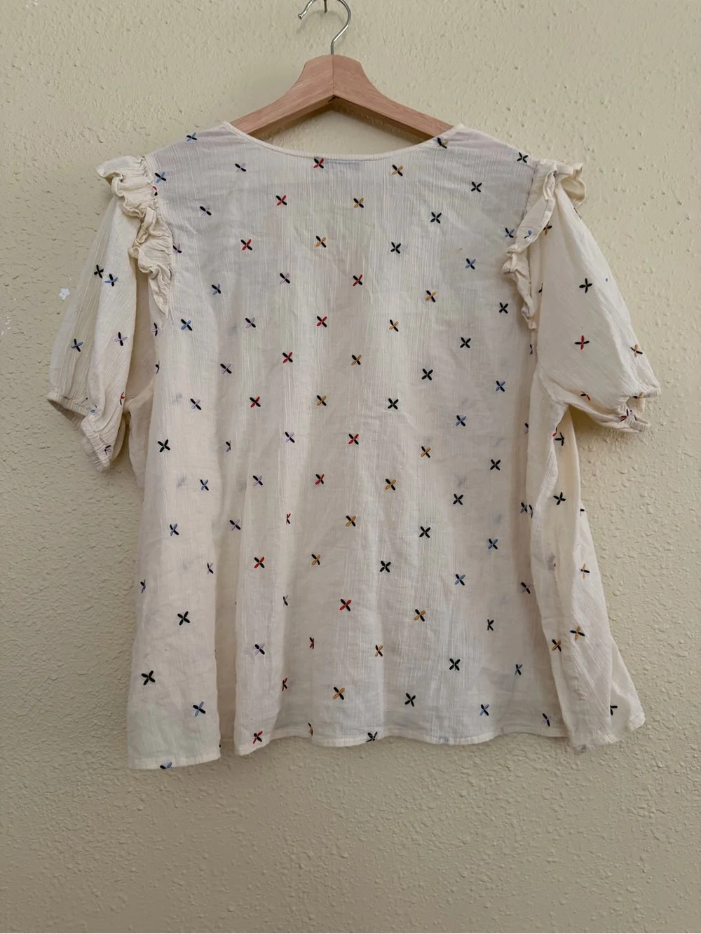 Madewell | Gazebo Embroidered Rainbow Gauze Ruffle Blouse Top - Size 2X